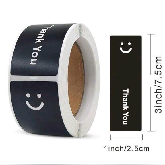 x120 "Thank you" BLACK sticker shipping supplies - Picture 1 of 3